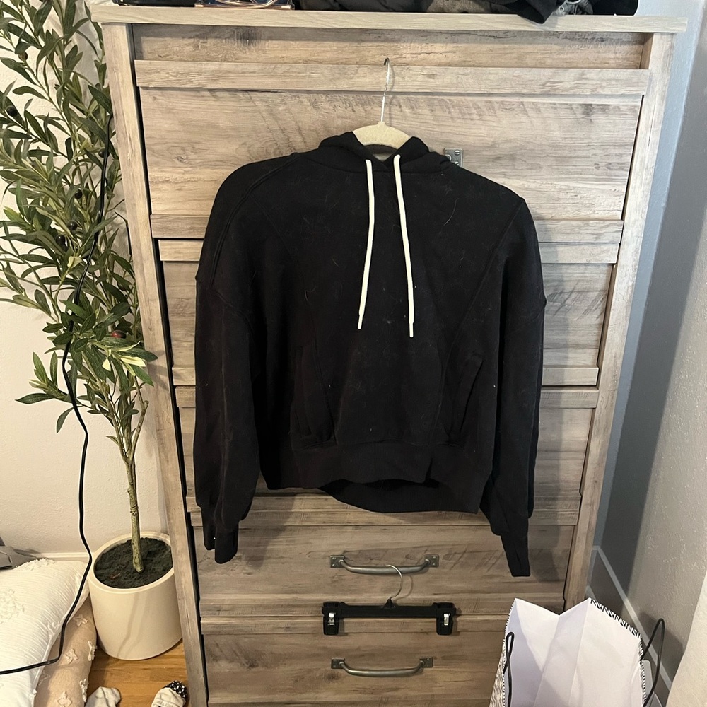Aerie Black Hoodie with Off-white Strings